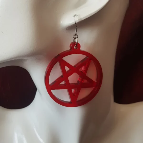 boucles d oreilles grand pentacle rouge inverse